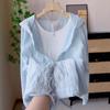 Camisa con capucha de encaje con cordón para mujer, verano 2025, casual, simple, ligera, protección solar, venta directa