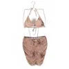 Bikini de Tres Piezas Estilo Coreano Estilo Puro Deseo con Estampado para Mujer, Falda Ajustada que Resalta las Caderas, Traje de Baño Sexy para Vacaciones