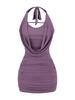 Sexy Puro Deseo Spice Girl Costuras Malla Sin Mangas Cuello en V Vestido de Cuello Halter Falda de Verano para Mujer 25 Falda Ajustada con Envoltura de Cadera