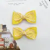 Pasador Personalizado Pequeño de Cuadros Frescos con Lazo Transfronterizo para Niña Dulce Estéreo Accesorios para el Cabello Estilo Preppy Diadema DIY