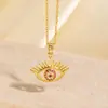 Collar de Ojo de Diablo con Goteo de Aceite Transfronterizo Europeo y Americano para Mujer, Estilo Hip-Hop Personalizado Chapado en Cobre Dorado Circonita Collar Más Vendido en Amazon