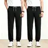 Calça Esportiva Masculina de Seda Gelada Fina para o Verão, Calça Casual Solta de Secagem Rápida, Calça Longa Jogger Masculina de Secagem Rápida