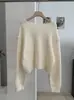 KEKEZOON Estilo Coreano Sencillo Versátil Otoño Invierno Cuello Redondo Color Sólido Suéter de Punto Manga Larga para Mujer 9350