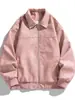 Chaqueta de Gamuza Casual Elegante para Primavera Otoño Solapa Americana Tallas Grandes Retro Chaqueta de Cuero para Motocicleta Hombre Top de Moda