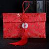 Envelopes Vermelhos de Tecido Dourado Estilo Chinês com Borlas, Suprimentos para Casamento, Sacolas da Sorte Festivas Atacado