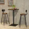 Estilo Americano Arte em Ferro Madeira Sólida Mesa Redonda Quadrada Pequena Mesa de Jantar Chá Leite Cafeteria Balcão de Bar Varanda de Casa Mesa e Cadeira Altas Combinação