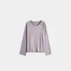 Estilo Nuevo Primavera y Verano Mujer Tejido de Gasa de Cáñamo Ultrafino con Borde Enrollado Adelgazante Protector Solar Manga Larga Camiseta Top Fsy60555