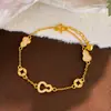 Pulsera de Moneda Calabaza con Circonita Galvanizada en Oro Real, Nuevo Estilo Chino, Estilo Nacional, Sensación de Alta Gama, Joyería de Mano de Nicho de Lujo Ligero