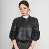 Chaqueta auténtica de cuero genuino Haining para mujer, colección otoño/invierno 2026, estilo coreano, corte holgado, cuello alto, chaqueta de piel de oveja, moderna