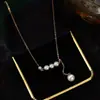 Colar de Pérolas Artificiais Estilo Francês Feminino Elegante em Y com Pingente de Franja Corrente de Clavícula Ajustável Neckchain Simples de Alta Qualidade para Todas as Ocasiões