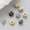 Acessórios de Cristal Banhado a Ouro 14K Preto Fosco Furo Grande Contas Espaçadoras de Zircônia Pulseira Colar DIY Feito à Mão Acessórios Miçangas Joias
