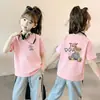 Roupas de Verão Novas para Crianças Manga Curta Algodão Puro Estampa de Letras Desenho Animado Estiloso Verão Solto Roupas de Verão Camiseta Roupas de Verão