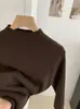 Suéter de Punto de Cuello Alto Parcial para Mujer KEKEZOON, Corte Ajustado, Manga Media, Manga Tres Cuartos Top 8757