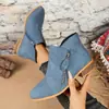 2026 moda transfronteriza versátil botines nuevos para otoño e invierno con punta y cremallera doble, estilo europeo y americano, talla grande, para mujer