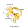 Anillo de Flor de Lazo de Acero Inoxidable Más Vendido Transfronterizo, Lujo Ligero, Sensación de Alta Gama, Moderno y Versátil, Joyería Floral Ajustable
