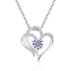 Collar de Plata de Ley S925 con Doble Capa en Forma de Corazón Incrustado con Diamantes de Amazon, Transfronterizo Europeo y Americano, para Mujer, con Doce Piedras de Nacimiento, Cadena Versátil para Clavícula
