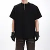 Camiseta de manga corta para hombre, estilo americano, media cremallera, resistente, marca de moda de verano, diseño elegante, corte limpio, manga corta holgada