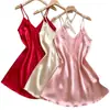 Camisola feminina: Pijamas Luxuosos e Elegantes, Seda Simulada, Estilo Europeu e Americano de Verão, Renda, Seda Gelada, Fino, Roupa de Casa Sexy