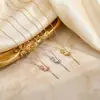 Aço Titânio Banhado a Ouro 18K, Corrente Universal Tipo Agulha em Aço Inoxidável para Mulheres, Acessório DIY Versátil com Agulha para Miçangas, Colar Universal Ajustável