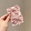 Grampo de Cabelo Laço Cauda de Andorinha Rosa Doce Luxo Leve Estilo Francês Pequeno Presilha de Cabelo de Princesa Franja Presilha Bico de Pato