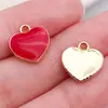 Conjunto Misto de 50 Acessórios de Joia em Formato de Coração Vermelho e Rosa DIY Pulseira Chaveiro Colar Pingente Ligas Esmalte Charms