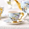 Estilo Nórdico Britânico Alça Dourada Xícara e Pires de Café Modelo Sala de Estar Mesa Efeito Areia Porcelana Ossos Xícara e Pires de Café Exclusivo Transfronteiriço