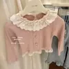 [Xian Neng Qi] Conjunto de Outono para Meninas Estilo Infantil Renda Manga Longa Top Jeans Conjunto de Duas Peças
