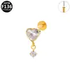 Titanio Hermoso Transfronterizo Europeo y Americano Corazón Circonita Simple Accesible Lujo Clavo de Hueso de Oreja F136Titanio Aleación de Titanio Piercing Clavo de Oreja