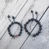 Pulsera para Pareja de Obsidiana Natural y Cristal de Fresa Estilo Moda Elegante para Hombre y Mujer