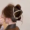 Pinza de Pelo Triangular de Terciopelo y Perla, Pinza de Garra para Mujer, Pinza de Tiburón Vintage para la Parte Trasera de la Cabeza, Pinza para Volumen de Cabello Grande, Accesorio para el Cabello