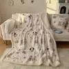 Manta multifuncional de vellón de leche, chal de dibujos animados para siesta de invierno, manta para cubrir el sofá, colcha pequeña engrosada de vellón de cordero