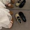 Sapatos de Vestido de Bico Redondo Versátil Solado Macio Boca Rasa Sapatos Flats Camurça Vintage Sapatos Mary Jane Femininos 2025 Novo Verão