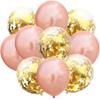 Globo de látex transparente de 12 pulgadas con confeti de papel rosa dorado, decoración para fiesta de cumpleaños