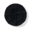 Nueva colección de otoño e invierno: Boina de punto de cachemira de color liso para mujer, moderna, sencilla, versátil, cálida y gorro de punto grueso para clima frío