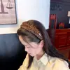 Faixa de Cabelo Irregular com Estampa de Leopardo Nova Coreana Design Original Faixa de Cabelo com Letra e Strass Clássico Ins Versátil Grampo de Cabelo