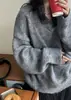 Suéter de Felpa con Cuello en V Holgado Estilo Coreano para Mujer Otoño/Invierno Suave Tejido Grueso para Vestir Capa Superior Adelgazante