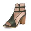 2026 Nuevas Sandalias Romanas Retro de Punta Abierta Botines Tacones Gruesos Altos Tallas 31-50 Zapatos de Exportación