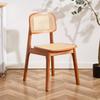 Silla de comedor de madera maciza pura para el hogar, estilo nórdico, de mediados de siglo, para restaurante, estudio, silla de ratán Chandigar