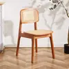 Silla de Comedor de Ocio de Madera Maciza Usada Silla de Respaldo para Estudio de Restaurante Nórdico de Madera Maciza Silla Tejida de Ratán Chandiagar