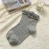 Meias Finas de Verão para Mulheres, Meias Pós-Parto Respiráveis com Barra Solta, Meias de Meia-Perna com Renda de Bolhas Estilo Japonês, Estilo Jk