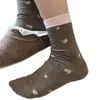 Meias Florais Vintage Renda Outono Inverno Fofas Meia-Calça Média Ins Tendência Simples Versátil Respirável Meias Largas