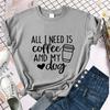 Camisetas Divertidas con Estampado 'Todo lo que Necesito es Café y Mis Perros' para Mu