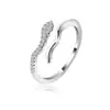 Anillo de Serpiente Abierto Exquisito Brillante de Alta Calidad Hecho a Mano con Zirconia Europea y Americana 4A Chapado en Cobre Oro Real Fábrica