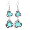 Pendientes Turquesa Super Bonitos de Venta Caliente Transfronteriza Europeos y Americanos Pendientes Simples Personalizados Creativos Estilo Retro Étnico Venta al Por Mayor
