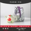 Bule de Chá Cerâmico de Orquídea Pintado à Mão com Pintura de Lama, Conjunto de Chá Kung Fu, Bule Portátil de Erudito, Bule Único de Cor Esmaltada por Baixo em Formato de Abóbora com Bolsa de Pano