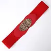 Cinturón de Bata Mongol con Accesorios de Estilo Exótico, Adecuado para Vestidos, Decoración de Estilo Étnico, Cinturón Ancho Elástico para Mujer, Rojo