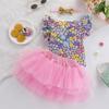 Ropa Infantil Transfronteriza, Conjunto de Vestido de Cumpleaños para Bebé, Mangas Cortas Volantes, Falda de Princesa, Conjunto de Tres Piezas, Categoría a Ropa para Bebé Niña