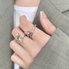 Anillo Graffiti de Uñas de Color Contrastante para Mujer, Moda Retro, Anillo Abierto de Estrella Dulce, Versátil Anillo para Dedo Índice Apilable