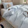 Juego de Ropa de Cama de Algodón 100% de Grado A para Maternidad e Infancia de Cuatro Piezas, Juego de Sábana y Funda de Edredón de Algodón Puro Fresco Estilo Ins, Juego de Tres Piezas para Dormitorio de Estudiantes