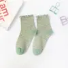 Calcetines Medianos de Cuadros y Encaje Vintage de Corea del Sur para Chica Ins con Borde de Oreja Algodón Coloridos Lolita Calcetines Largos Ins de Moda